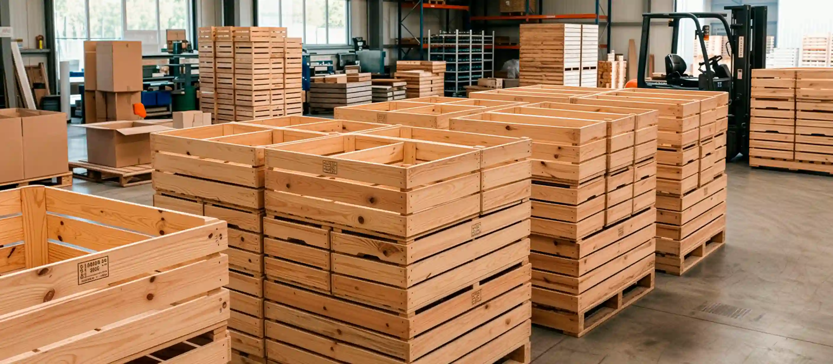 Caja de madera industrial reforzada para exportación